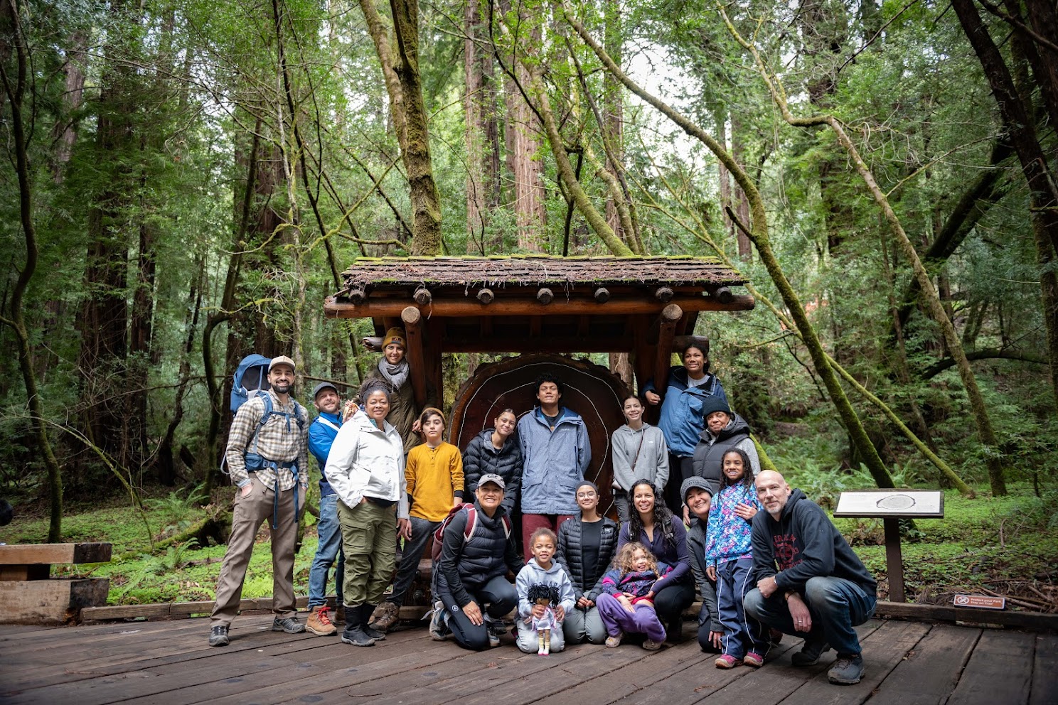 Camping Group Beside Wooden Shrine