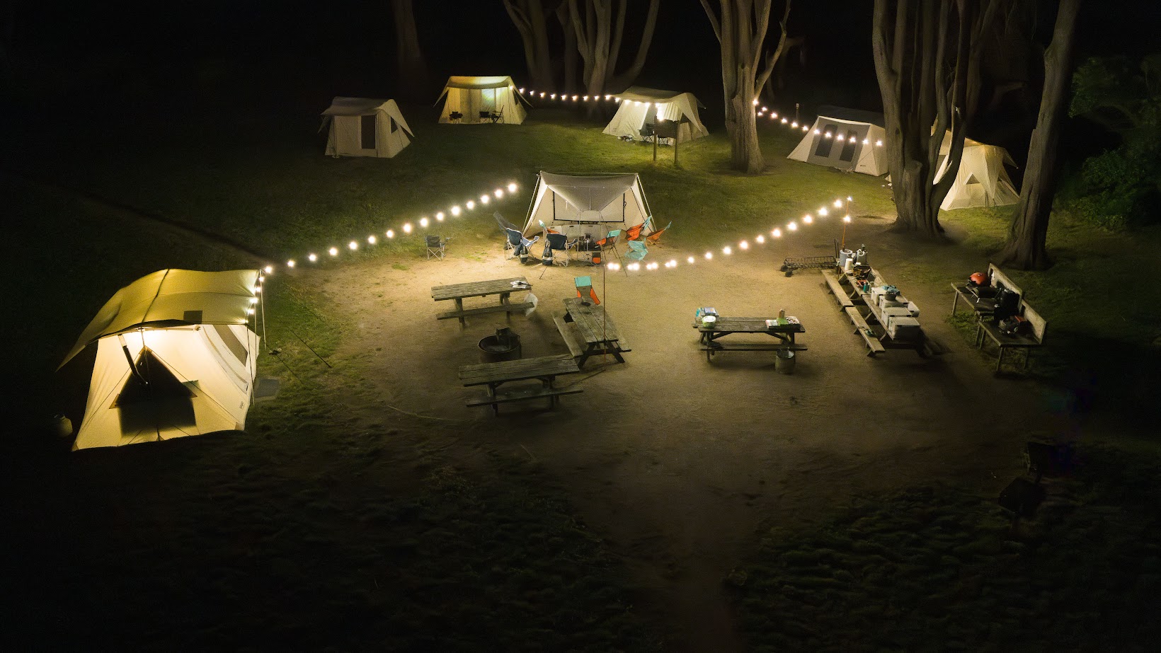 Camping Tents at Night